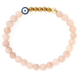 April Soderstrom Ojo Stretch Beaded Bracelet Dusty Pink Neutral Evil Eye Accent